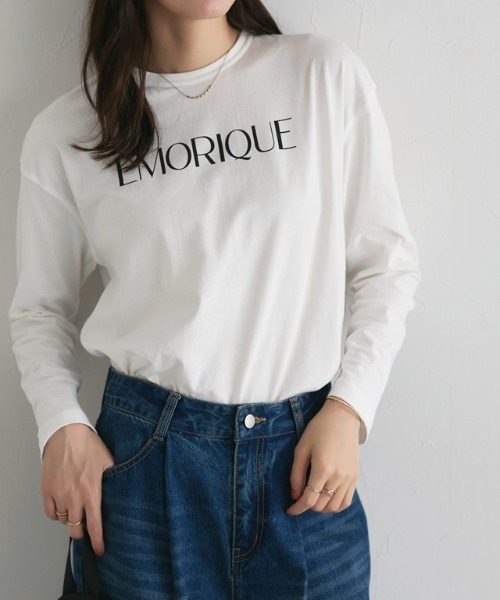 Pierrot（ピエロ）の「ロゴロングスリーブTシャツ（Tシャツ/カットソー・レディース・グレー系その他2/ホワイト系その他3/ホワイト系その他2/グレー系その他/ホワイト系その他/ホワイト系その他4/ホワイト系1/ホワイト系/チャコールグレー×ブラック/グレー系その他3/グレー系その他4/ホワイト系3/ホワイト系その他5/ホワイト系その他6/ホワイト系2・M/L/LL）」の9枚目の写真