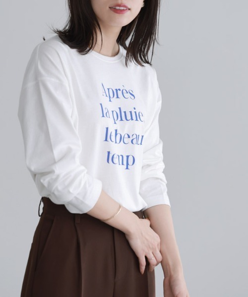 Pierrot（ピエロ）の「ロゴロングスリーブTシャツ（Tシャツ/カットソー・レディース・グレー系その他2/ホワイト系その他3/ホワイト系その他2/グレー系その他/ホワイト系その他/ホワイト系その他4/ホワイト系1/ホワイト系/チャコールグレー×ブラック/グレー系その他3/グレー系その他4/ホワイト系3/ホワイト系その他5/ホワイト系その他6/ホワイト系2・M/L/LL）」の6枚目の写真