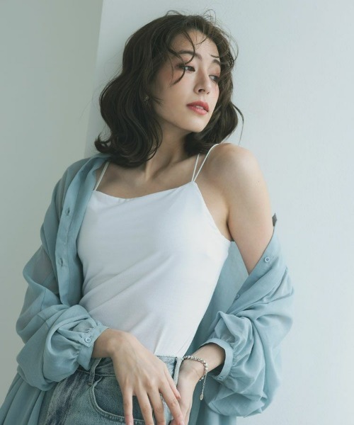 DONOBAN（ドノバン）の「ナローストラップキャミ（キャミソール・レディース・ホワイト/ブラック/ブラウン・FREE）」の2枚目の写真