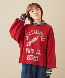 CUBE SUGAR | 吊り裏毛スウェットロゴプリントラグランスリーブプルオーバー(スウェット)