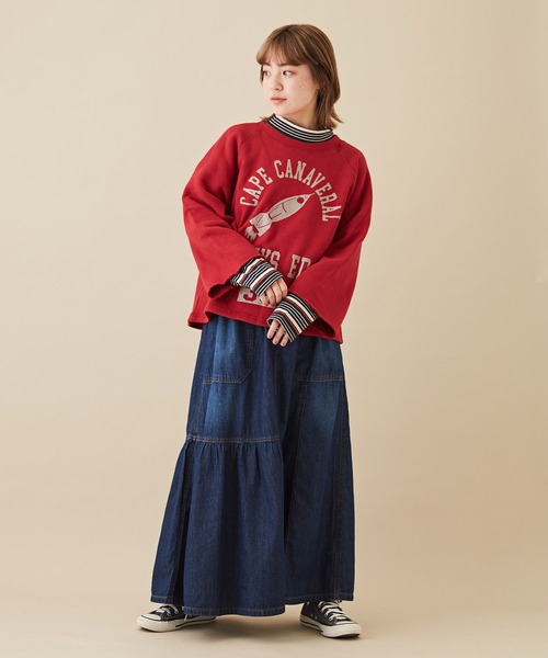 CUBE SUGAR（キューブシュガー）の「吊り裏毛スウェットロゴプリントラグランスリーブプルオーバー（スウェット・レディース・レッド/トップグレー/ネイビー/ホワイト・M）」の13枚目の写真