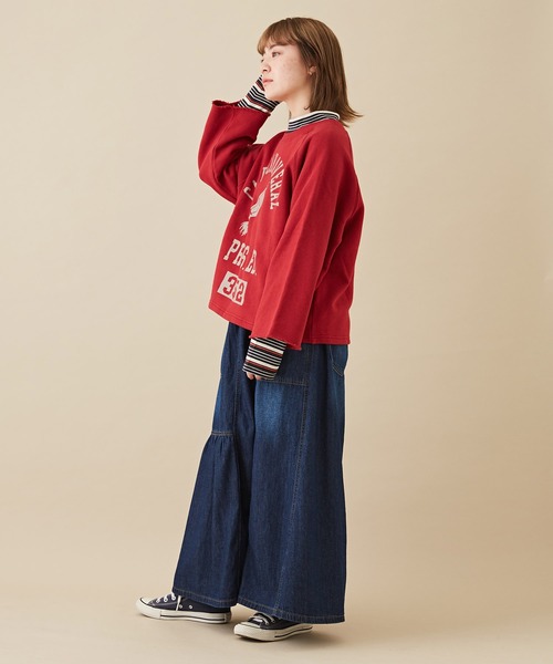 CUBE SUGAR（キューブシュガー）の「吊り裏毛スウェットロゴプリントラグランスリーブプルオーバー（スウェット・レディース・レッド/トップグレー/ネイビー/ホワイト・M）」の14枚目の写真