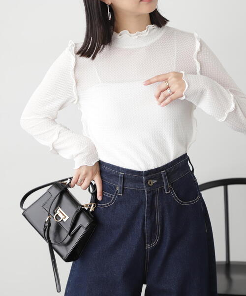 FREE'S MART(フリーズマート)の「◆フリルシアーハイネックカットソー(Tシャツ/カットソー・レディース・ブラック/ブルー/ホワイト・FREE)」の11枚目の写真