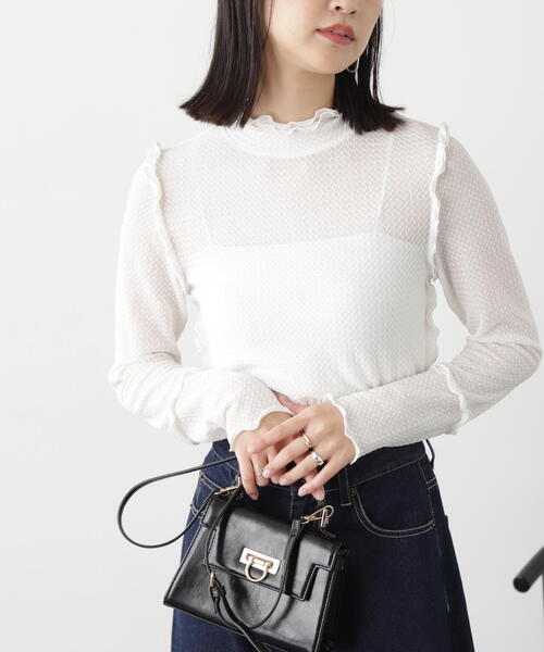 FREE'S MART(フリーズマート)の「◆フリルシアーハイネックカットソー(Tシャツ/カットソー・レディース・ブラック/ブルー/ホワイト・FREE)」の12枚目の写真