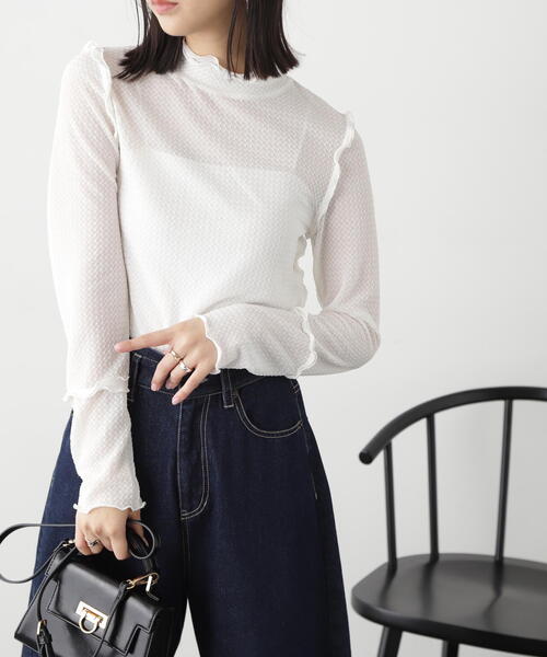 FREE'S MART(フリーズマート)の「◆フリルシアーハイネックカットソー(Tシャツ/カットソー・レディース・ブラック/ブルー/ホワイト・FREE)」の17枚目の写真