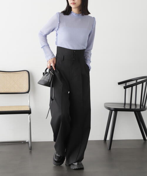 FREE'S MART(フリーズマート)の「◆フリルシアーハイネックカットソー(Tシャツ/カットソー・レディース・ブラック/ブルー/ホワイト・FREE)」の5枚目の写真