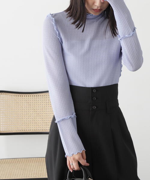 FREE'S MART(フリーズマート)の「◆フリルシアーハイネックカットソー(Tシャツ/カットソー・レディース・ブラック/ブルー/ホワイト・FREE)」の6枚目の写真