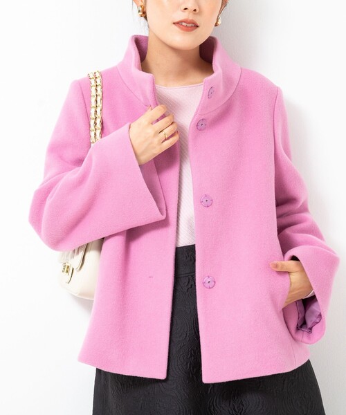 NOLLEY’S（ノーリーズ）の「ショートスタンドコート（その他アウター・レディース・ピンク/ブラック/ベージュ・38/36）」の19枚目の写真