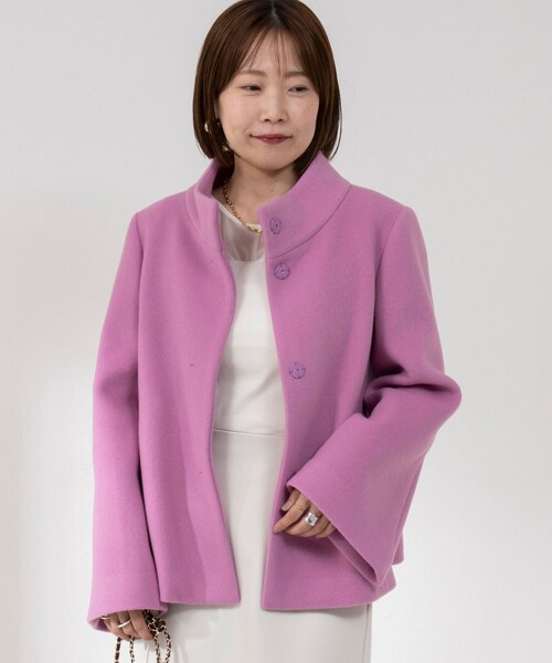 NOLLEY’S（ノーリーズ）の「ショートスタンドコート（その他アウター・レディース・ピンク/ブラック/ベージュ・38/36）」の14枚目の写真