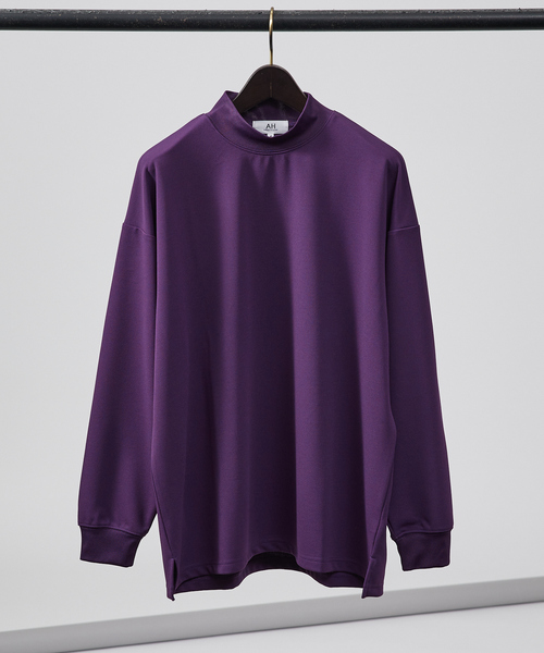 AH ABAHOUSE（エーエイチアバハウス）の「【AH ABAHOUSE】ジョーゼット モックネック カットソー / 長袖Tシャツ / ロンT（Tシャツ/カットソー・メンズ・グレイッシュベージュ/ブラック/グレイッシュブルー/グレー/ホワイト/パープル/ダークグリーン/スモークピンク・46/48）」の7枚目の写真