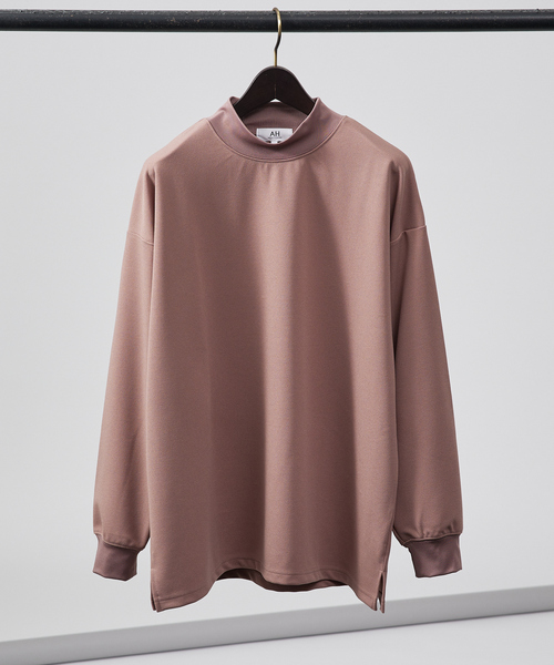 AH ABAHOUSE（エーエイチアバハウス）の「【AH ABAHOUSE】ジョーゼット モックネック カットソー / 長袖Tシャツ / ロンT（Tシャツ/カットソー・メンズ・グレイッシュベージュ/ブラック/グレイッシュブルー/グレー/ホワイト/パープル/ダークグリーン/スモークピンク・46/48）」の8枚目の写真