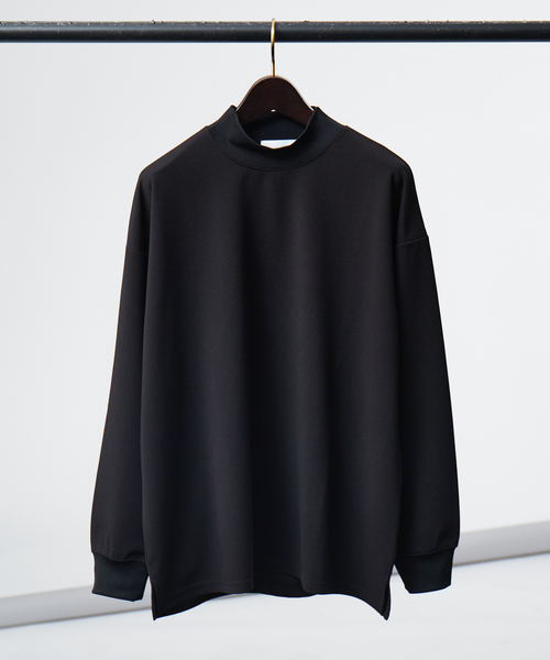 AH ABAHOUSE（エーエイチアバハウス）の「【AH ABAHOUSE】ジョーゼット モックネック カットソー / 長袖Tシャツ / ロンT（Tシャツ/カットソー・メンズ・グレイッシュベージュ/ブラック/グレイッシュブルー/グレー/ホワイト/パープル/ダークグリーン/スモークピンク・46/48）」の3枚目の写真