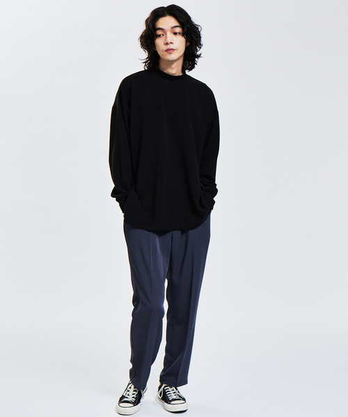 AH ABAHOUSE（エーエイチアバハウス）の「【AH ABAHOUSE】ジョーゼット モックネック カットソー / 長袖Tシャツ / ロンT（Tシャツ/カットソー・メンズ・グレイッシュベージュ/ブラック/グレイッシュブルー/グレー/ホワイト/パープル/ダークグリーン/スモークピンク・46/48）」の9枚目の写真