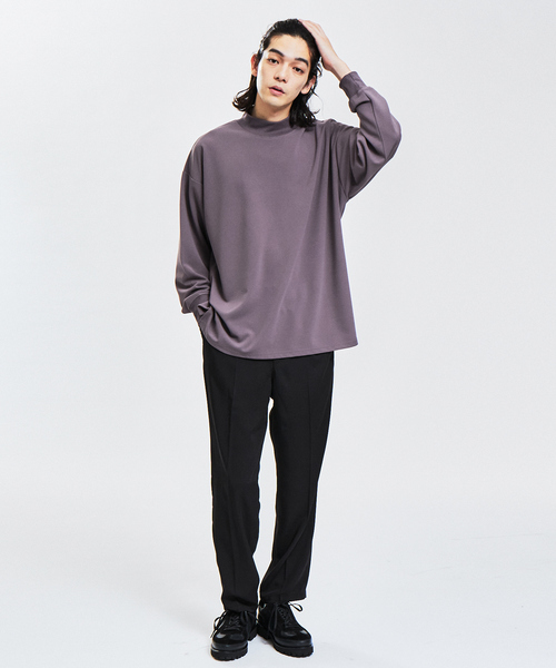 AH ABAHOUSE（エーエイチアバハウス）の「【AH ABAHOUSE】ジョーゼット モックネック カットソー / 長袖Tシャツ / ロンT（Tシャツ/カットソー・メンズ・グレイッシュベージュ/ブラック/グレイッシュブルー/グレー/ホワイト/パープル/ダークグリーン/スモークピンク・46/48）」の16枚目の写真