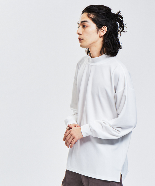 AH ABAHOUSE（エーエイチアバハウス）の「【AH ABAHOUSE】ジョーゼット モックネック カットソー / 長袖Tシャツ / ロンT（Tシャツ/カットソー・メンズ・グレイッシュベージュ/ブラック/グレイッシュブルー/グレー/ホワイト/パープル/ダークグリーン/スモークピンク・46/48）」の21枚目の写真