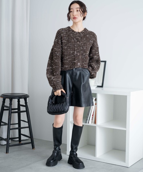 WEGO（ウィゴー）の「WEGO/ミックスブークレ2WAYカーディガン（カーディガン/ボレロ・レディース・ベージュ/ブラウン/ホワイト・FREE）」の5枚目の写真