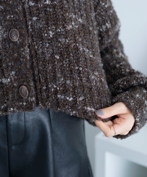 WEGO（ウィゴー）の「WEGO/ミックスブークレ2WAYカーディガン（カーディガン/ボレロ・レディース・ベージュ/ブラウン/ホワイト・FREE）」の10枚目の写真