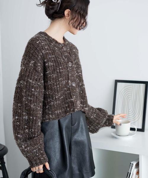 WEGO（ウィゴー）の「WEGO/ミックスブークレ2WAYカーディガン（カーディガン/ボレロ・レディース・ベージュ/ブラウン/ホワイト・FREE）」の17枚目の写真