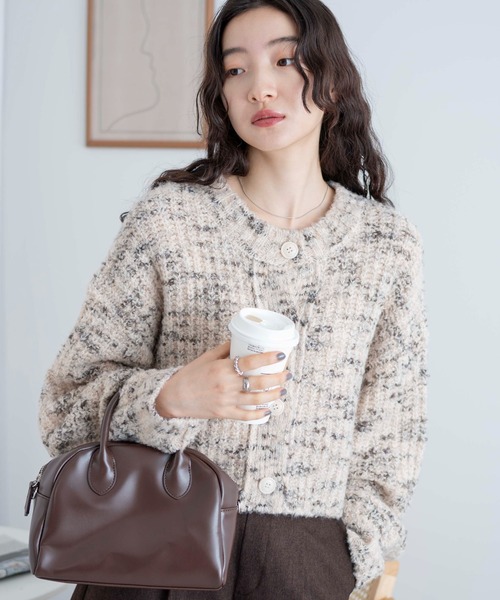 WEGO（ウィゴー）の「WEGO/ミックスブークレ2WAYカーディガン（カーディガン/ボレロ・レディース・ベージュ/ブラウン/ホワイト・FREE）」の21枚目の写真