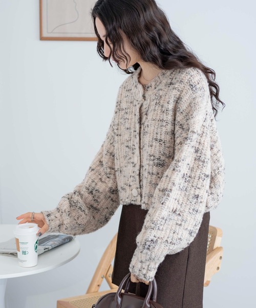 WEGO（ウィゴー）の「WEGO/ミックスブークレ2WAYカーディガン（カーディガン/ボレロ・レディース・ベージュ/ブラウン/ホワイト・FREE）」の22枚目の写真