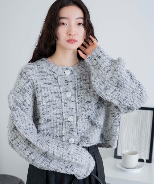 WEGO（ウィゴー）の「WEGO/ミックスブークレ2WAYカーディガン（カーディガン/ボレロ・レディース・ベージュ/ブラウン/ホワイト・FREE）」の11枚目の写真