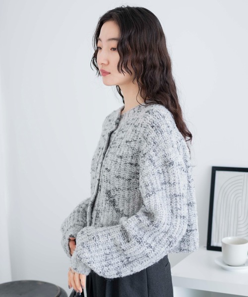 WEGO（ウィゴー）の「WEGO/ミックスブークレ2WAYカーディガン（カーディガン/ボレロ・レディース・ベージュ/ブラウン/ホワイト・FREE）」の12枚目の写真