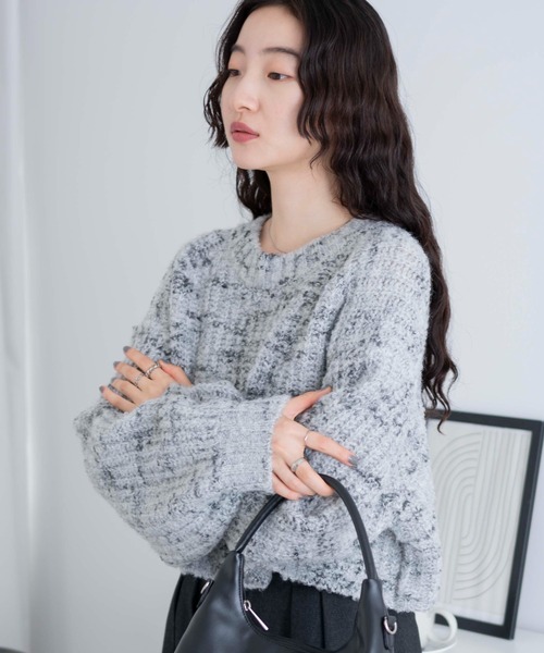 WEGO（ウィゴー）の「WEGO/ミックスブークレ2WAYカーディガン（カーディガン/ボレロ・レディース・ベージュ/ブラウン/ホワイト・FREE）」の14枚目の写真