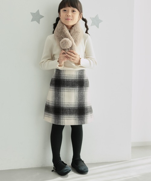 ROPE' PICNIC(ロペピクニック)の「【KIDS】シャギーチェック台形スカート/リンクコーデ(スカート・キッズ・ブルー系その他6/ホワイト系その他2・140/130/120/150)」の9枚目の写真