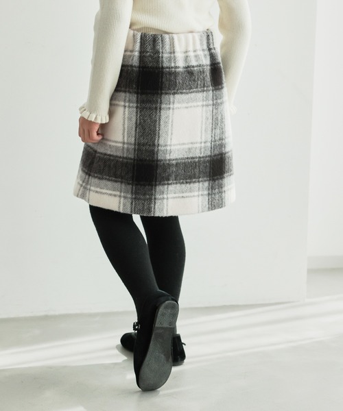 ROPE' PICNIC(ロペピクニック)の「【KIDS】シャギーチェック台形スカート/リンクコーデ(スカート・キッズ・ブルー系その他6/ホワイト系その他2・140/130/120/150)」の7枚目の写真