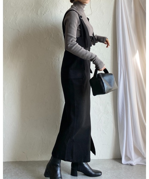 She's Closet(シーズクローゼット)の「ハイウエストフロントジップロングタイトミリタリージャンパースカートワンピース(ジャンパースカート・レディース・チャコールグレー/ブラック/ブラウン・FREE)」の18枚目の写真