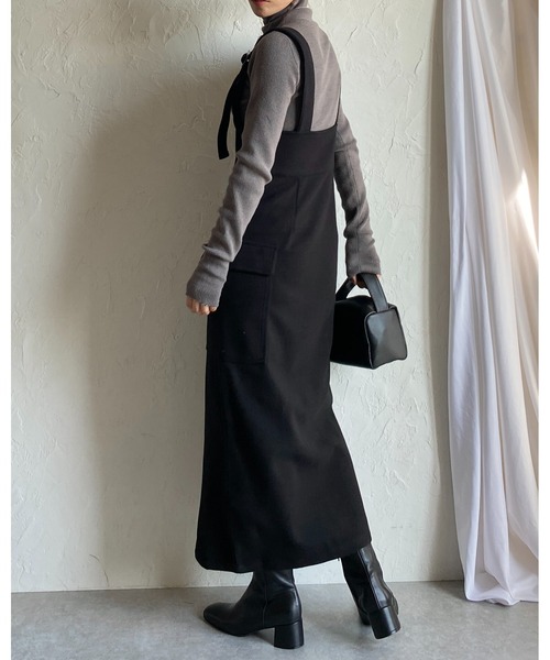 She's Closet(シーズクローゼット)の「ハイウエストフロントジップロングタイトミリタリージャンパースカートワンピース(ジャンパースカート・レディース・チャコールグレー/ブラック/ブラウン・FREE)」の19枚目の写真