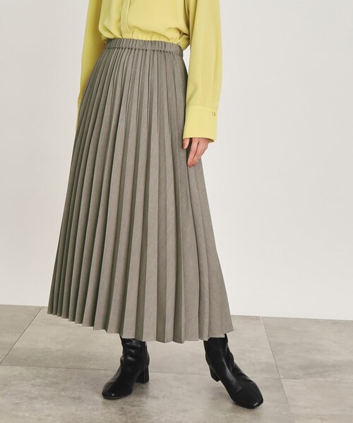 OPAQUE.CLIP（オペークドットクリップ）の「◆イージープリーツスカート/ウールライク【洗濯機洗い可】（スカート・レディース・イエロー/オフホワイト/グレー・38/40）」の3枚目の写真