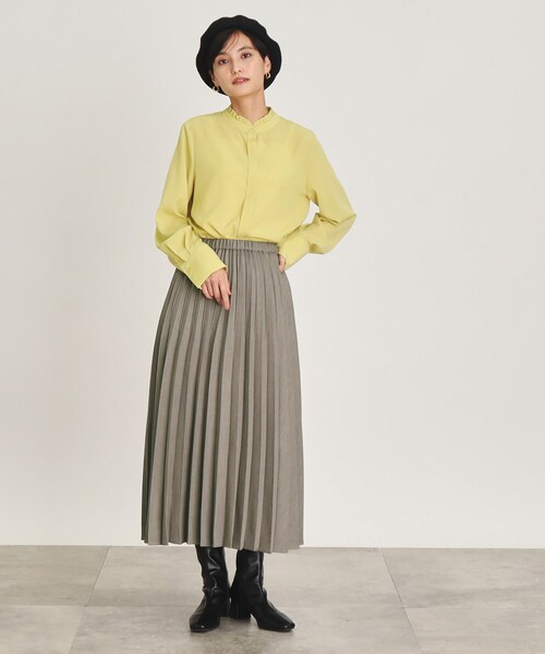 OPAQUE.CLIP（オペークドットクリップ）の「◆イージープリーツスカート/ウールライク【洗濯機洗い可】（スカート・レディース・イエロー/オフホワイト/グレー・38/40）」の8枚目の写真