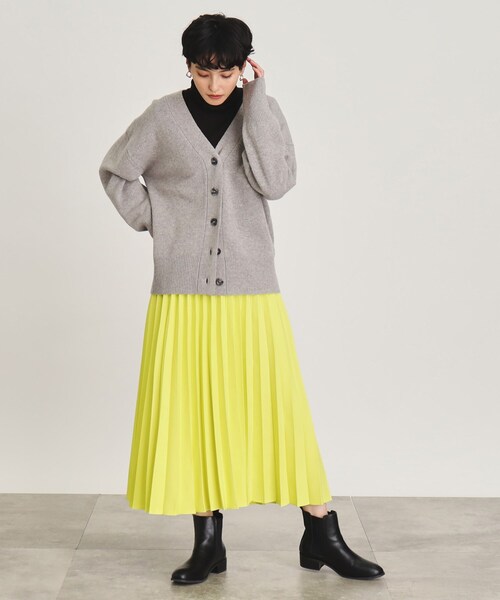 OPAQUE.CLIP（オペークドットクリップ）の「◆イージープリーツスカート/ウールライク【洗濯機洗い可】（スカート・レディース・イエロー/オフホワイト/グレー・38/40）」の10枚目の写真