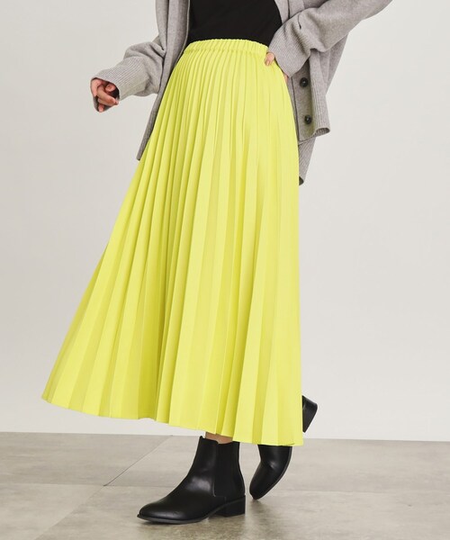 OPAQUE.CLIP（オペークドットクリップ）の「◆イージープリーツスカート/ウールライク【洗濯機洗い可】（スカート・レディース・イエロー/オフホワイト/グレー・38/40）」の12枚目の写真