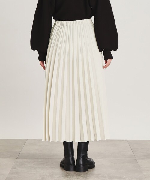 OPAQUE.CLIP（オペークドットクリップ）の「◆イージープリーツスカート/ウールライク【洗濯機洗い可】（スカート・レディース・イエロー/オフホワイト/グレー・38/40）」の4枚目の写真