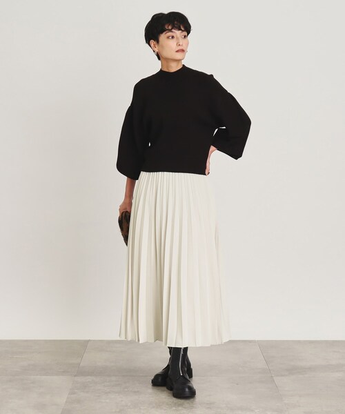 OPAQUE.CLIP（オペークドットクリップ）の「◆イージープリーツスカート/ウールライク【洗濯機洗い可】（スカート・レディース・イエロー/オフホワイト/グレー・38/40）」の5枚目の写真