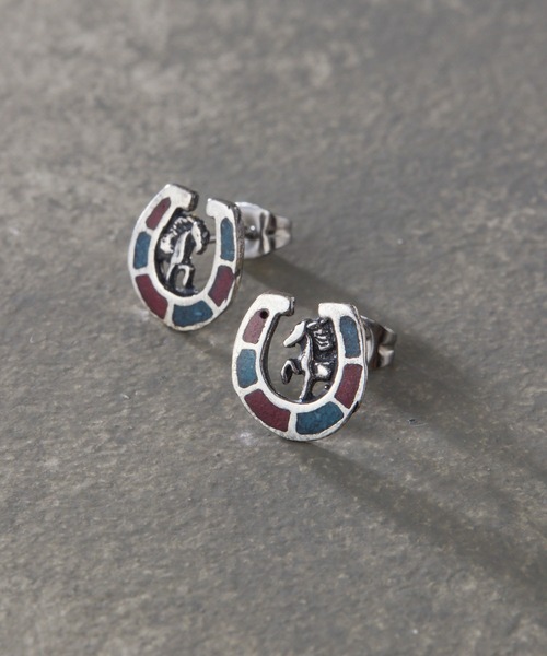 ear PAPILLONNER(イアパピヨネ)の「《WEB限定あり/シルバー925》ホースシューピアス(ピアス(両耳用)・レディース・ボルドー/サックスブルー・FREE)」の7枚目の写真