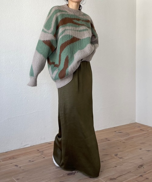 wee9s（ウィークス）の「over size camouflage knit / オーバーサイズカモフラージュニット（ニット/セーター・レディース・ベージュ・FREE）」の12枚目の写真
