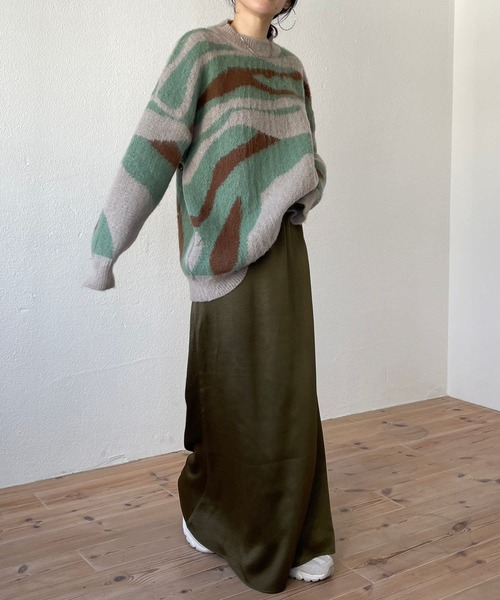 wee9s（ウィークス）の「over size camouflage knit / オーバーサイズカモフラージュニット（ニット/セーター・レディース・ベージュ・FREE）」の13枚目の写真