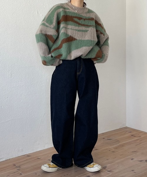 wee9s（ウィークス）の「over size camouflage knit / オーバーサイズカモフラージュニット（ニット/セーター・レディース・ベージュ・FREE）」の16枚目の写真