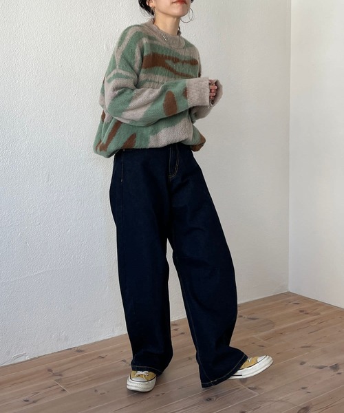 wee9s（ウィークス）の「over size camouflage knit / オーバーサイズカモフラージュニット（ニット/セーター・レディース・ベージュ・FREE）」の17枚目の写真