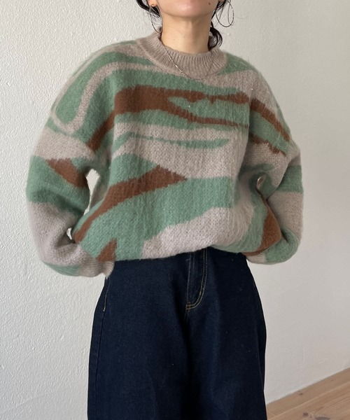 wee9s（ウィークス）の「over size camouflage knit / オーバーサイズカモフラージュニット（ニット/セーター・レディース・ベージュ・FREE）」の20枚目の写真