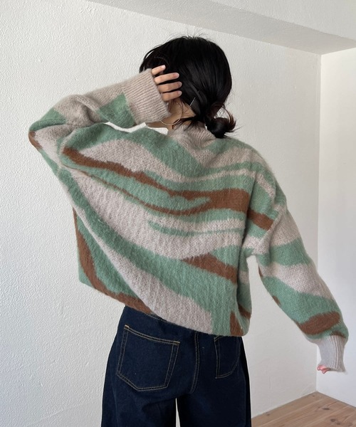 wee9s（ウィークス）の「over size camouflage knit / オーバーサイズカモフラージュニット（ニット/セーター・レディース・ベージュ・FREE）」の21枚目の写真