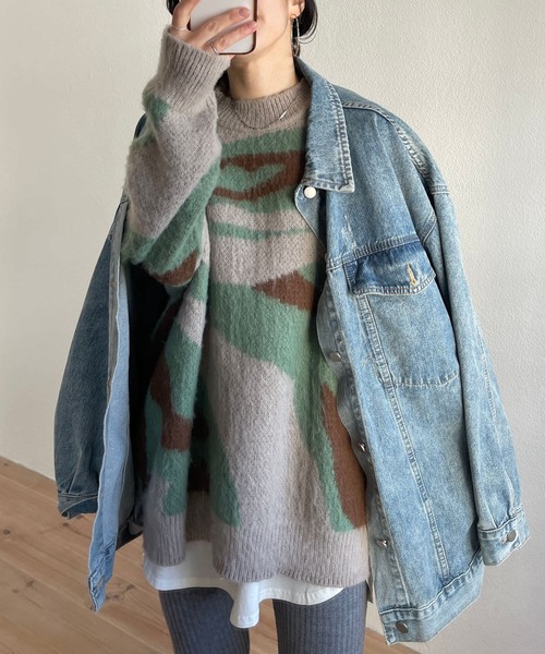 wee9s（ウィークス）の「over size camouflage knit / オーバーサイズカモフラージュニット（ニット/セーター・レディース・ベージュ・FREE）」の22枚目の写真