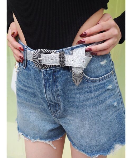 EVRIS（エヴリス）の「GLITTER メタルバックルベルト（ベルト・レディース・シルバー/ブラック・FREE）」の11枚目の写真