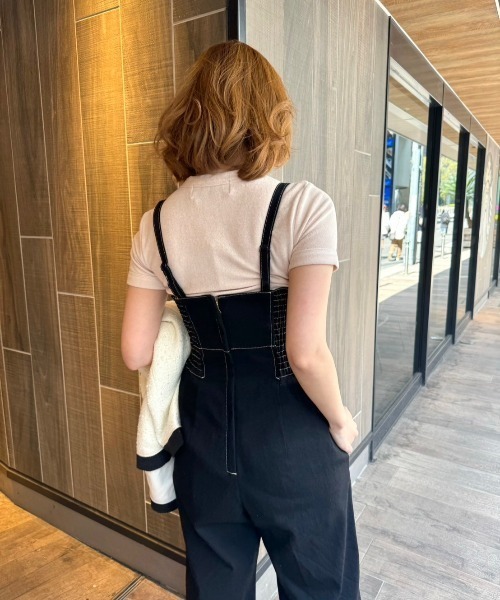 ME COUTURE(ミークチュール)の「ビスチェオールインワン(サロペット/オーバーオール・レディース・オリーブ/ブルー/ブラック・0/1)」の5枚目の写真