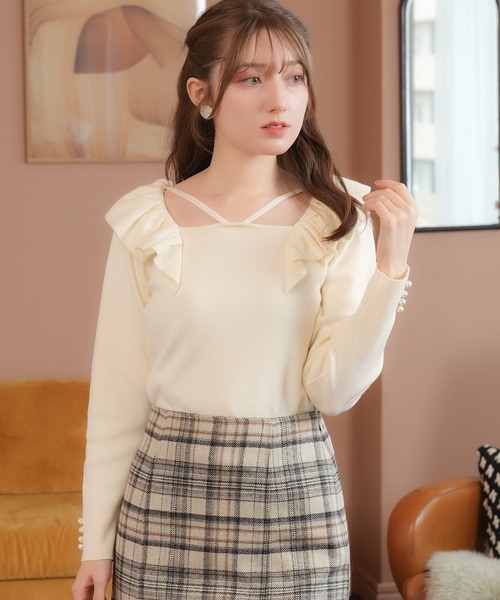 【美品】ORGUE オルグ　ラッフルフリルニット ラッフルフリルニット