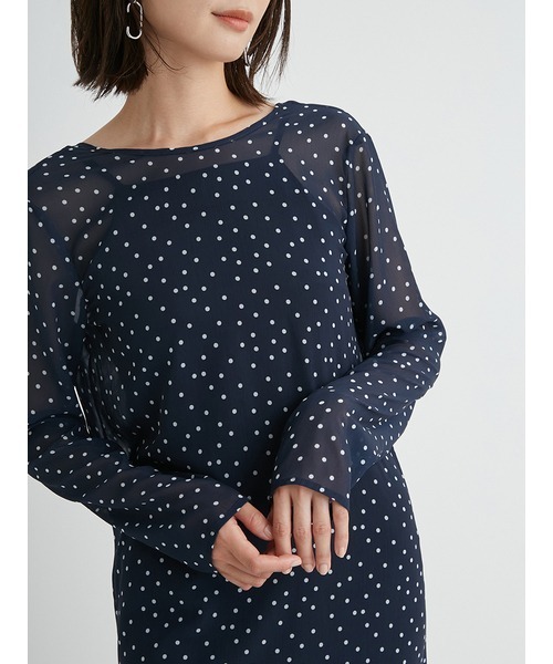 emmi(エミ)の「【emmi atelier】2wayシアードットワンピース(ワンピース・レディース・ホワイト/ライトブルー/ネイビー・0/1)」の9枚目の写真