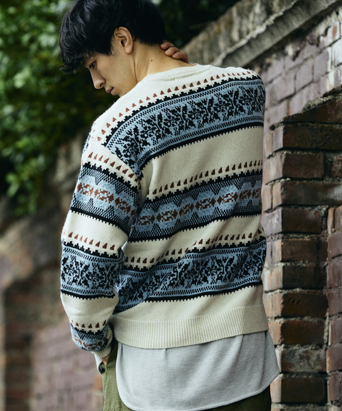 JOURNAL STANDARD relume（ジャーナルスタンダード　レリューム）の「フェアアイル クルーネックニット（ニット/セーター・メンズ・ホワイト系その他/ブラックミックス・LARGE/MEDIUM）」の21枚目の写真